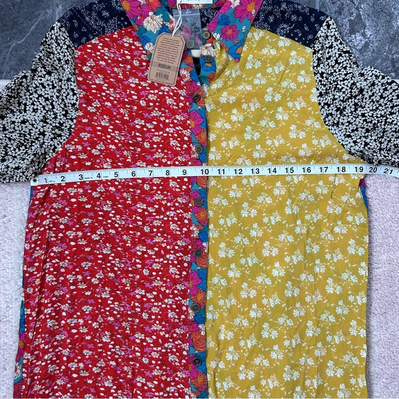 NWT NATURAL LIFE Floral Patchwork Long Sleeve Maxi Shirt Dress SZ Medium Spring - Picture 6 of 11